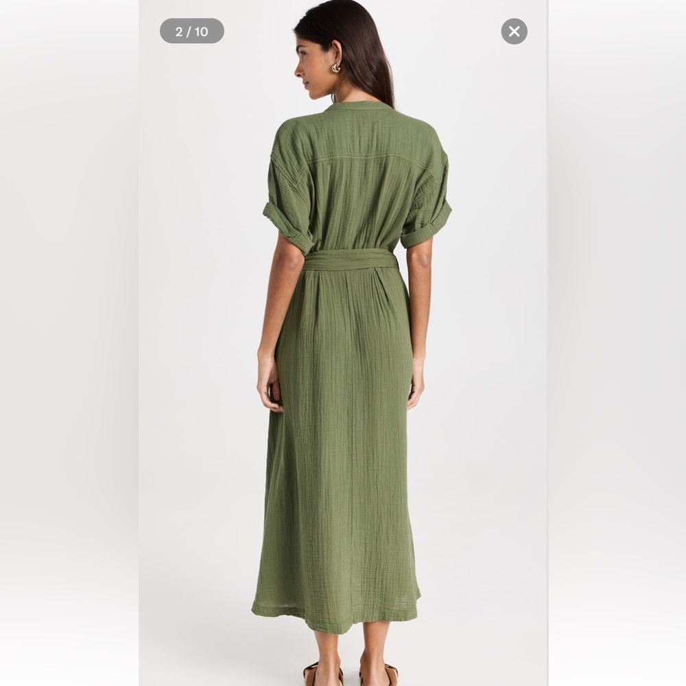 XIRENA Cate Elegant Green Midi Dress Made in USA Without Belt - Picture 3 of 16